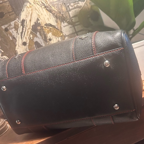 MCM Black Pebble Leather & Red Stitching Boston Doctor’s Bag - Picture 12 of 16
